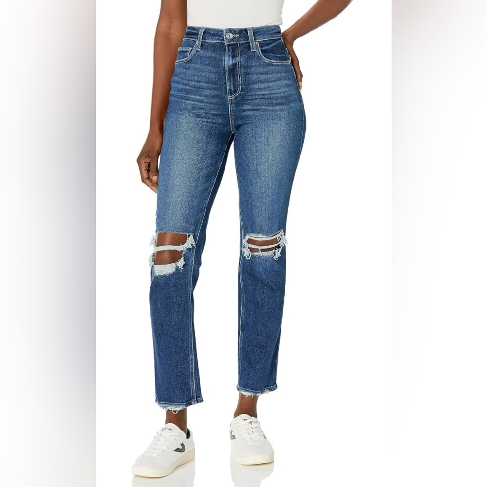 PAIGE Stella High Rise Modern Straight Leg Distressed Women Size 27 Jean Denim - Picture 1 of 9